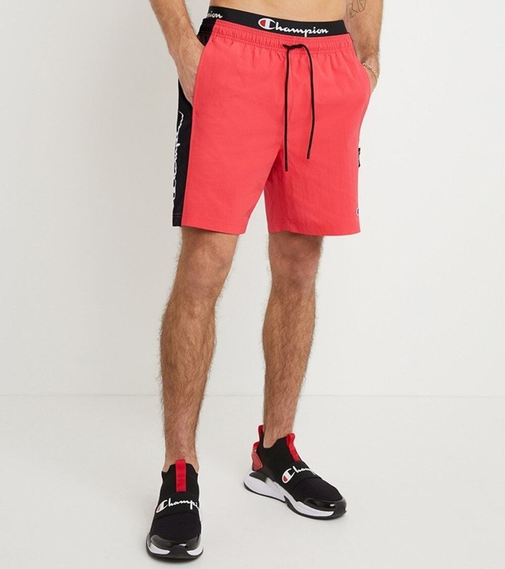 Champion XXL Mens Workout Shorts Red Nylon 7" Inseam Mid Rise Extra Zip Pocket